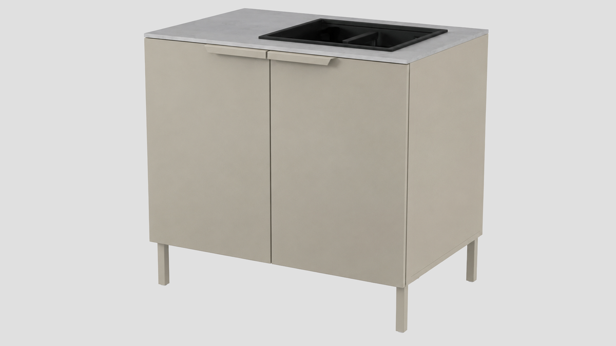 Q-Boo Line 100 Sink Cabinet Grey with Kreta Dekton