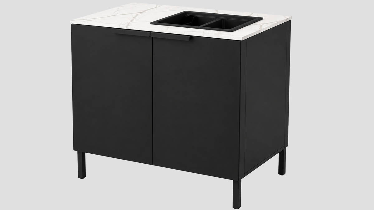Q-Boo Line 100 Sink Cabinet Black with Daze Dekton