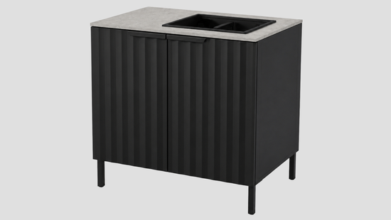 Q-Boo Wave 100 Sink Cabinet Black with Kreta Dekton