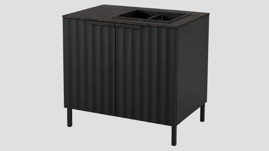 Q-Boo Wave 100 Sink Cabinet Black with Laurent Dekton