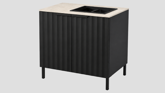 Q-Boo Wave 100 Sink Cabinet Black with Nacre Dekton
