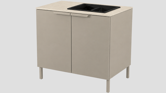 Q-Boo Line 100 Sink Cabinet Grey with Nacre Dekton