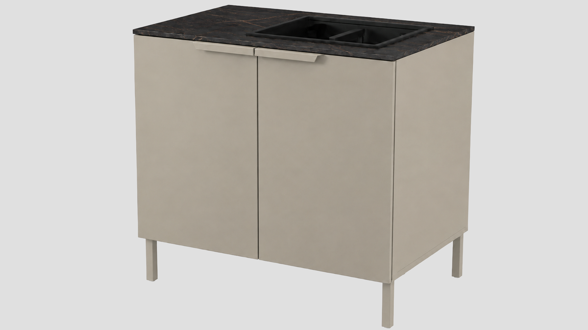 Q-Boo Line 100 Sink Cabinet Grey with Laurent Dekton