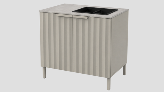 Q-Boo Wave 100 Sink Cabinet Grey with Kreta Dekton