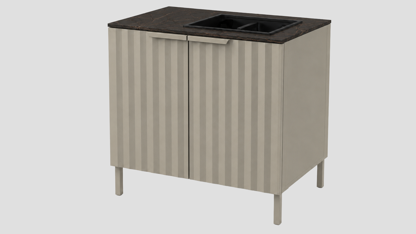 Q-Boo Wave 100 Sink Cabinet Grey with Laurent Dekton
