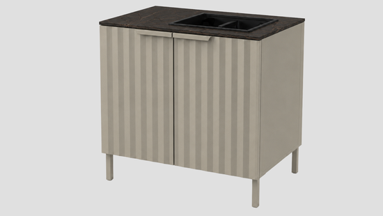Q-Boo Wave 100 Sink Cabinet Grey with Laurent Dekton