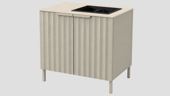 Q-Boo Wave 100 Sink Cabinet Grey with Nacre Dekton
