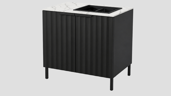 Q-Boo Wave 100 Sink Cabinet Black with Daze Dekton