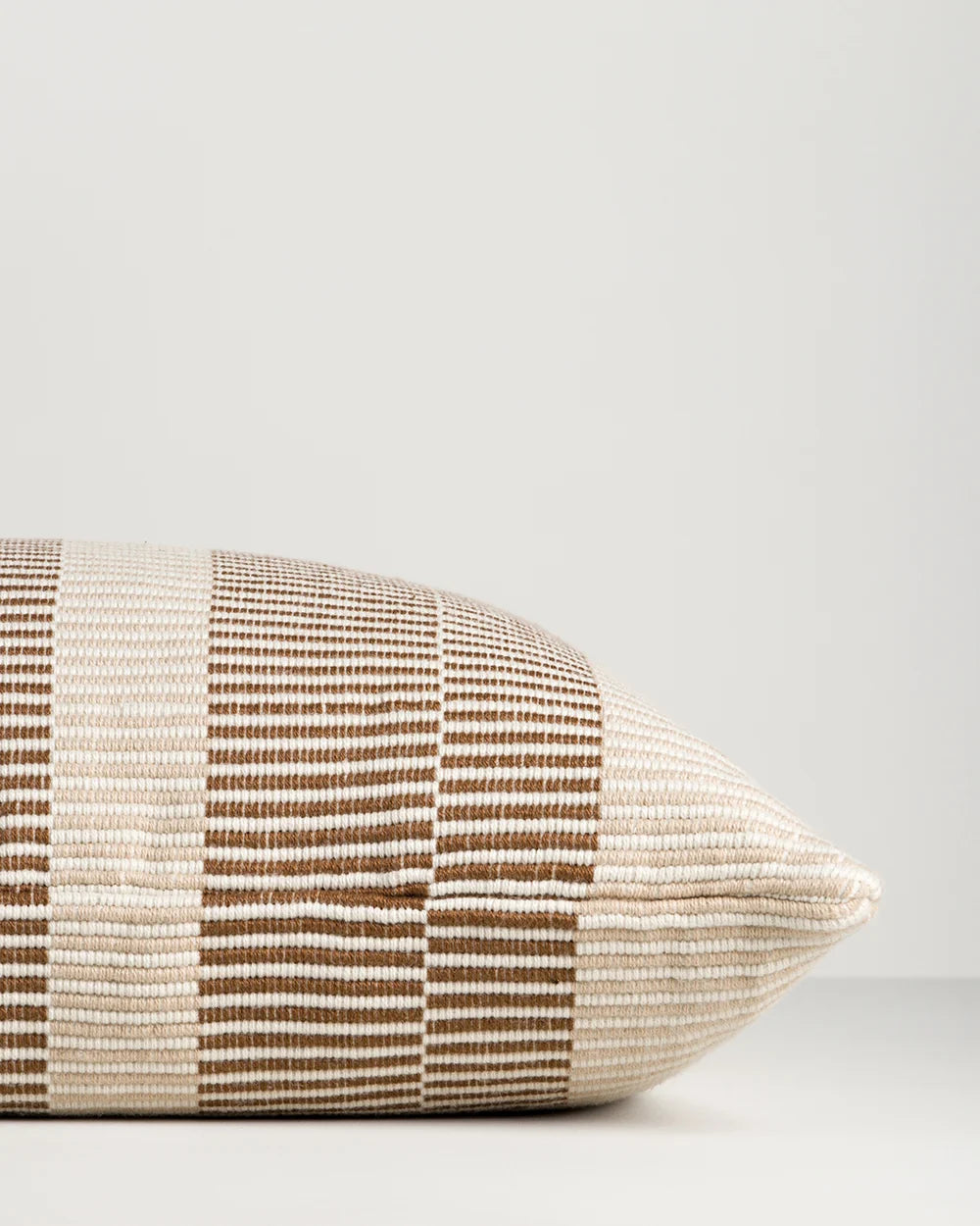 Solar Chocolate Outdoor Throw Cushion — handwoven edge detail, 400 × 600 mm