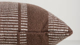 Swell Chocolate Cushion — handwoven edge detail, 500 × 500 mm