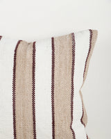 Tidal Terracotta Outdoor Cushion — terracotta, natural and burgundy stripe detail, 500 × 500 mm