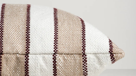 Tidal Terracotta Outdoor Cushion — handwoven edge detail, 500 × 500 mm